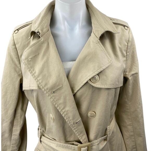 Tommy Hilfiger Women's Khaki Double Breasted Tie Waist Trench Coat Jacket Size M - Picture 4 of 6